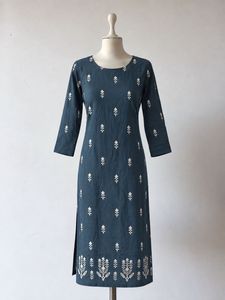 Elegant Teal Kurta with White Print