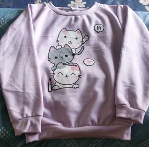 Cute Kitty Cat Lavender Sweatshirt 4-6 years