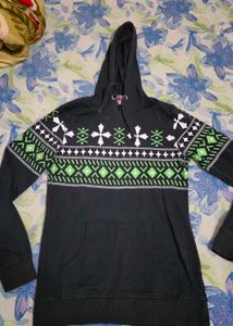 Patterned Black Hoodie