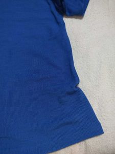 Royal Blue V-Neck T-Shirt with Lace Trim