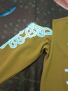 Mustard Yellow "You + Me" Top with Lace Detail