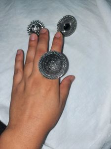 YouBella Jewellery Afghani Oxidised Silver Plated Combo of 3 Rings for Women and Girls (Adjustable Size)Style