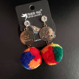 Colorful  Pom Earring