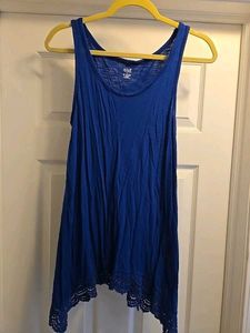 Cobalt Blue Lace Trim Tank Top