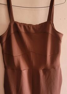 Brown Spaghetti Strap Jumpsuit