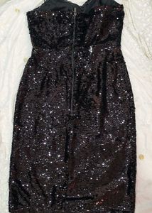 Sparkling Black Sequin Strapless Dress