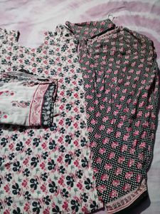 Floral Print Cotton Kurta with salwar and dupatta