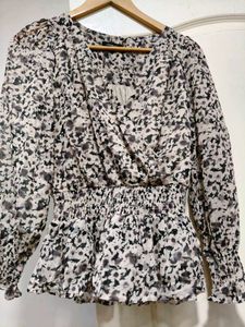 Chiffon Chic Floral Print Peplum Blouse