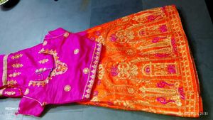 Vibrant Orange &amp; Pink Lehenga Choli Set