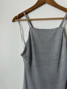 Sparkly Silver Spaghetti Strap Maxi Dress