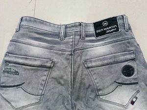 Grey Stone Washed/ Faded Jeans For Men