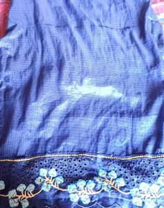Elegant Blue Kurta with Floral Embroidery
