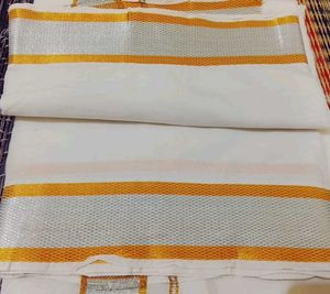 Brand New Dhoti with Gold & Silver Border