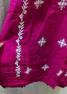 Pink Embroidered Kurti Pant Co-ord Set