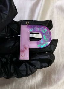 Resin Initial P Keychain