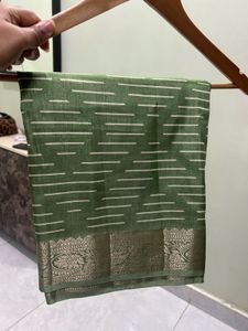 Elegant Green Striped Saree