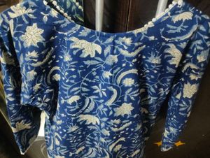 Blue Floral Print Kurta