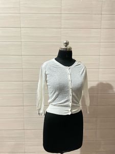 MANGO White Button-Up Cardigan