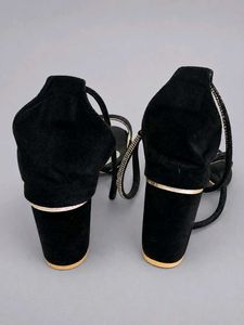 Black Strappy Embellished Heels