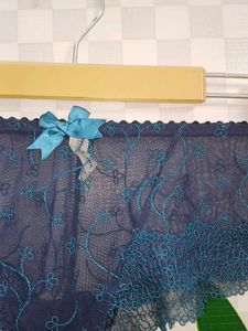 (1300)Navy Blue Lace Panty with Bow