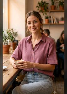 Stylish Pink Textured Button-Up Shirt