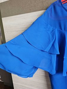 Chic Royal Blue Ruffle Top