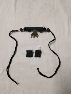 Handmade Fabric &amp; Cowrie Shell Necklace with Match