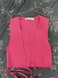 Zara Pink Tie Front Crop Top