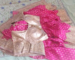 Pure Banarasi Khaddi Heavey Golden Border Saree