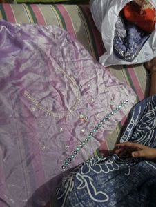 levender lehenga with contrast blouse or duppta