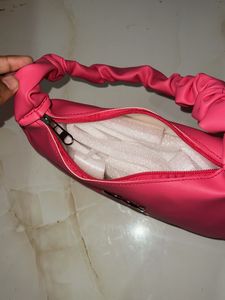 Chic Pink Ruched Handle Shoulder Bag