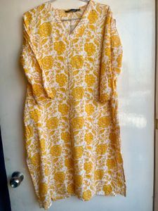 Vibrant Yellow Floral Print Kurta