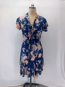 Blue Floral Print Dress