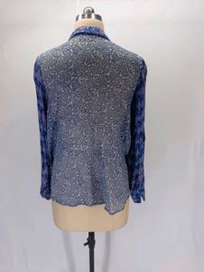 Stylish Blue Printed Button-Up Shirt