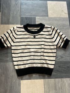 Striped Cropped Knit Top