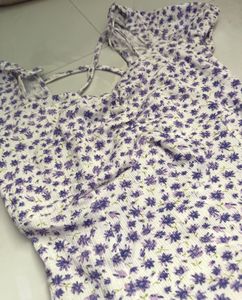 lavender Floral Print Mini Dress