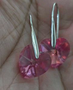 Sparkling Heart Crystal Earrings 925 silver