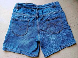 Max Embroidered Blue Denim Shorts
