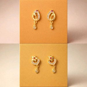 Elegant Gold Earrings with AD Stone combo of 2