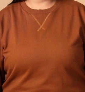 Cozy Brown Long Sleeve Sweatshirt Unisex