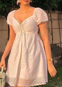 White Eyelet Mini Dress