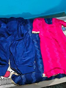 Heavy Party Wear Pink &amp; Blue Salwar  Suit