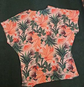 Tropical Print Twist Front Top