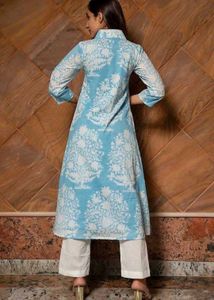 Blue Floral Print Anarkali Kurta