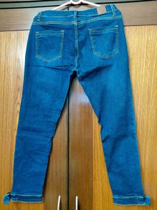 Mid waist Blue Denim Jeans Ankle crop