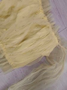 Yellow Tulle Pearl Embellished Blouse