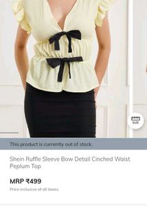 Shein Yellow Ruffled Bow Top