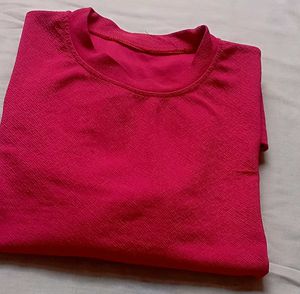 Vibrant Pink Textured T-Shirt
