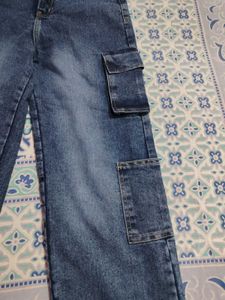 Blue Denim Cargo Pants
