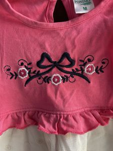 Cute Pink &amp; White Dress for Girls